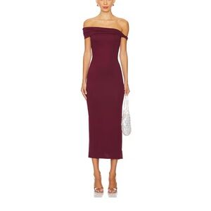 Elegant Off-Shoulder Burgundy Dress